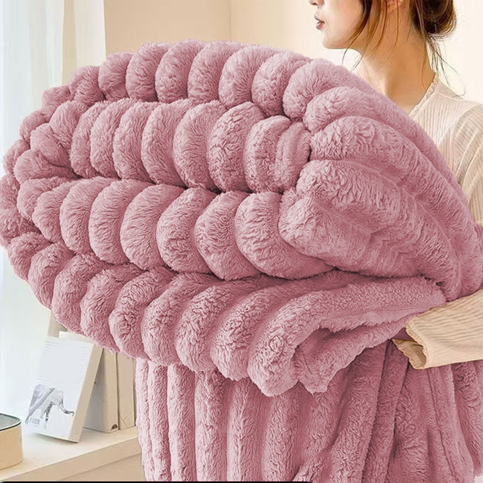 Super Soft Flannel Faux Fur Throw Blanket for Couch, Soft and Thick Double Layer Throw Blanket, Lightweight Plush Fuzzy Luxury Winter Bl... - Cozy Fleece Throw Blanket for Couch & Bed - Default Title