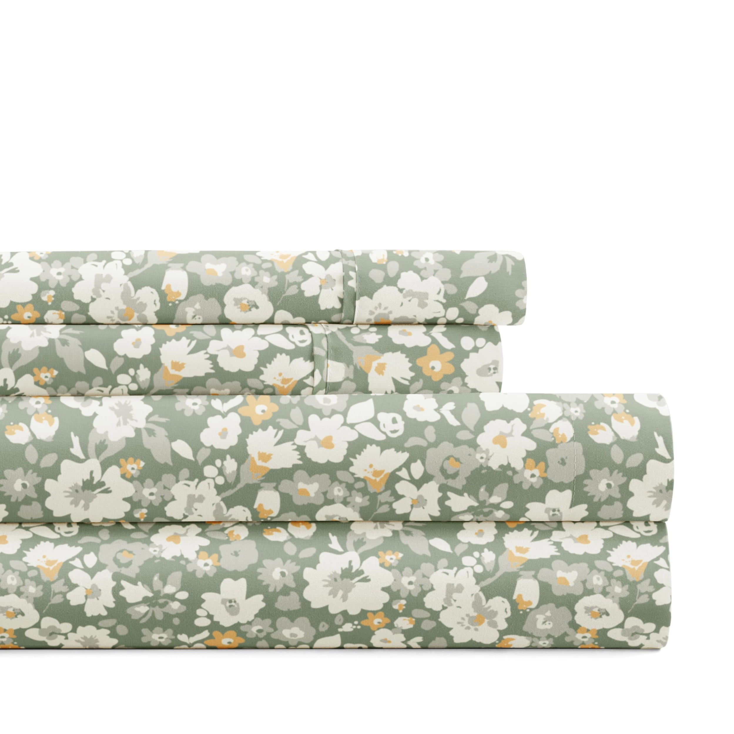 Ultra-Soft 4 Piece Pattern Microfiber Bed Sheets Set, Floral Dream Eucalyptus, Twin - Premium Ultra-Soft Pillowcase Pair for Sleeping - Default Title