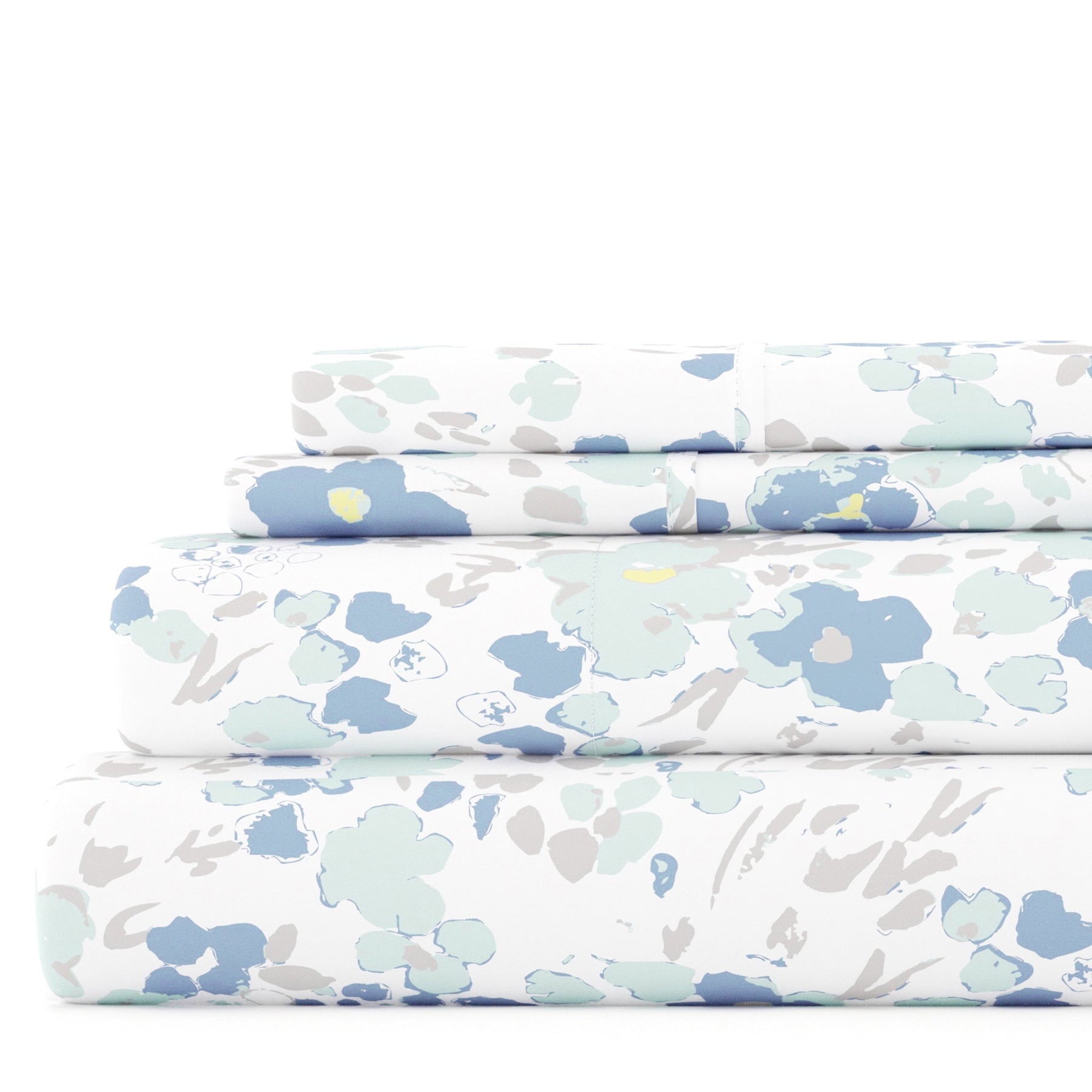 Ultra-Soft 4 Piece Pattern Microfiber Bed Sheets Set, Light Blue Violets, Full - Breathable Egyptian Cotton Flat & Fitted Sheets - Default Title