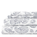 Breathable Luxury 4 Piece Pattern Microfiber Bed Sheets Set, Navy Coarse Paisley, Full - Cooling Hotel Quality Bedding Sheets and Pillowcases - Default Title