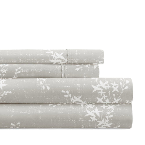 Cooling Sateen 3 Piece Pattern Microfiber Bed Sheets Set, Distressed Willow Light Gray, Twin - Cooling Hotel Quality Bedding Sheets and Pillowcases - Default Title