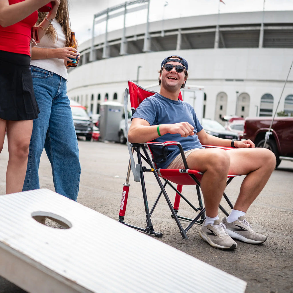 Smooth Motion College Comfort Pro Rocker - Ohio State Buckeyes - Choice 676 - Patented Spring-Action Rocking Chair for Camping Detail