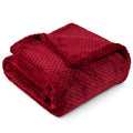 Lightweight Warm Maroon Red Throw Blanket for Couch, Twin Bed, Soft Fleece Throws for Sofa Chair, Fuzzy Waffle Textured Blanket, Cozy ... - Luxury Knitted Decorative Throw Blanket with Fringes - Default Title