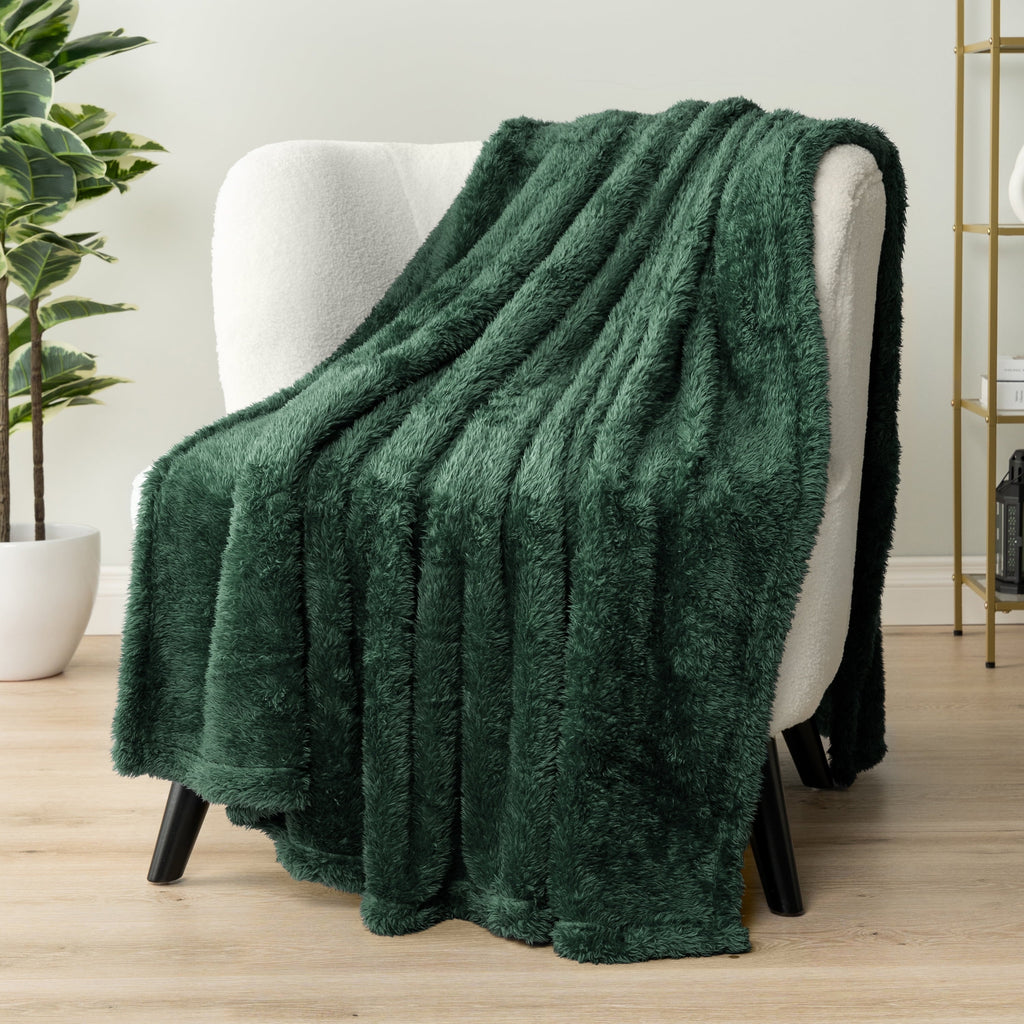 Reversible Sherpa Sherpa Throw Blanket For Couch Sofa, Emerald Green Fluffy Warm Plush Blanket for Bed, Cozy Super Soft Lightweight Thr... - Super Soft Reversible Sherpa Flannel Blanket - Default Title