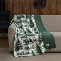 Cozy Fleece Plush Oversized Throw Blanket for Couch or Bed, Soft Flannel Fleece, Green Pine Trees, 50"x72" - Lightweight Plush Warm Blanket for All Seasons - Default Title