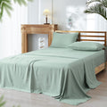 Cooling Sateen Bamboo Bed Sheet Sets, 4 Pieces King Silky Soft Bedding Sheets, 1800 Thread Count 16 Inch Deep Pockets, Sage Green - Breathable Egyptian Cotton Flat & Fitted Sheets - Default Title