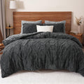 All-Season Warm Sherpa Fleece Queen Comforter Set, 3D Tufted Fluffy Dark Grey Bedding for Winter, Soft 3 Pieces Shaggy Bed Set, ... - Luxurious Quilted Duvet Cover Set - Default Title