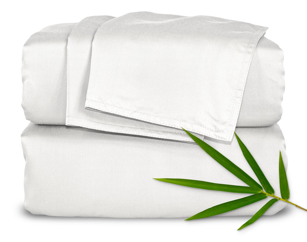 Cooling Sateen Sheets King Size Bed Sheet 4 Piece Set, Genuine 100% Organic Bamboo Viscose, Luxuriously Soft & Cooling, Double Stitc... - Cooling Hotel Quality Bedding Sheets and Pillowcases - Default Title