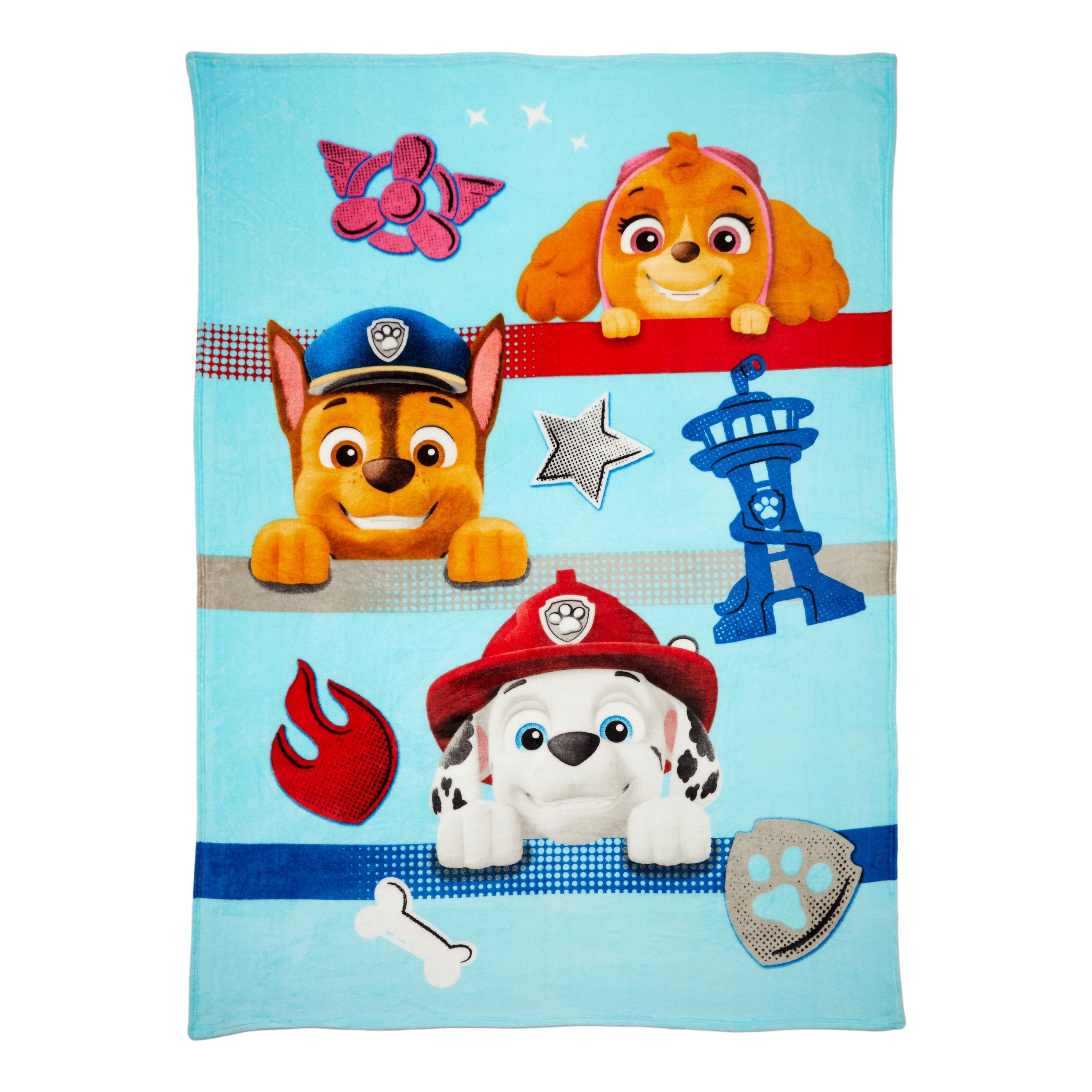 Reversible Sherpa Kids Blue Print Fleece Bed Blanket, Twin/Full - Lightweight Plush Warm Blanket for All Seasons - Default Title