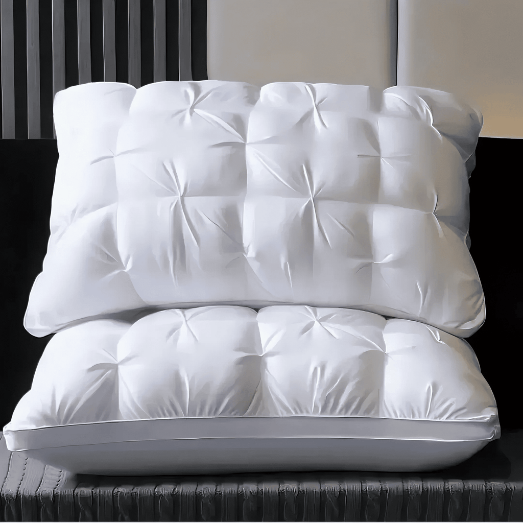 Decorative Plump Queen Size Bed Pillows Set of 2, Hotel Quality, Down Alternative Gusseted Bed Pillows for Side, Back, or Stomach Slee... - Ergonomic Memory Foam Pillow for Neck Pain Support - Default Title
