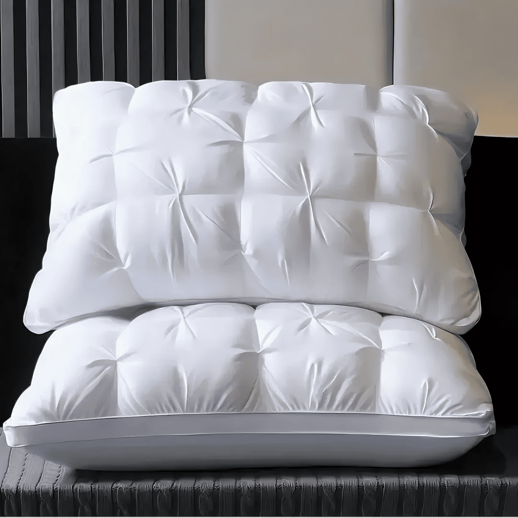 Decorative Plump Queen Size Bed Pillows Set of 2, Hotel Quality, Down Alternative Gusseted Bed Pillows for Side, Back, or Stomach Slee... - Ergonomic Memory Foam Pillow for Neck Pain Support - Default Title