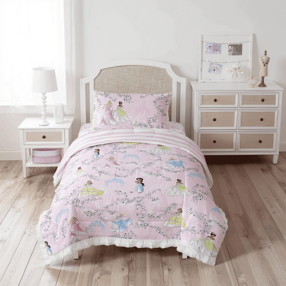 Hypoallergenic Cloud Princess Floral Gardens 2-Piece Twin/Full Reversible Comforter Set, Polyester Microfiber, Pink & White - Cloud-Like Soft Lightweight Bed Comforter - Default Title