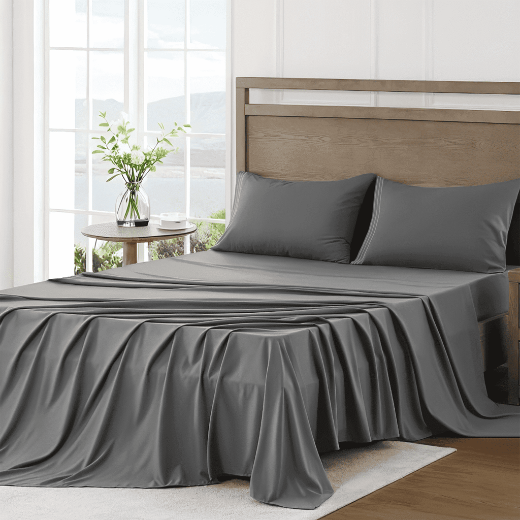 Breathable Luxury 4 Piece Bed Sheet Set, Queen Size Upgraded Cooling Deep Pocket Comfy Breathable Hotel Luxury Bedding, Extra Soft Wrin... - Premium Ultra-Soft Pillowcase Pair for Sleeping - Default Title