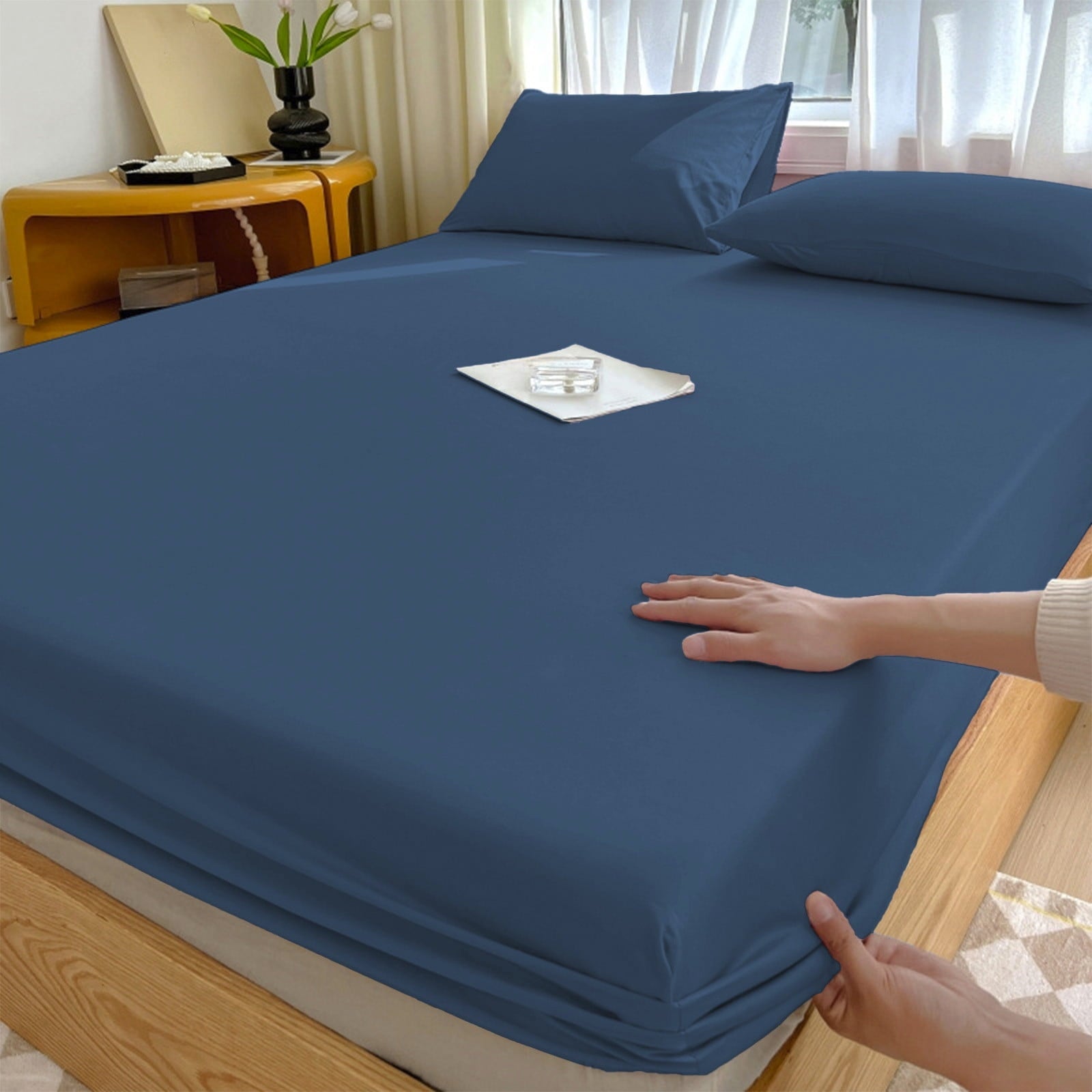 Premium Egyptian Cotton Egyptian Cotton Fitted Sheet Queen Size - 400 Thread Count Queen Size Fitted Sheet Only, Extra Soft, Cooling, 15" Dee... - Cooling Hotel Quality Bedding Sheets and Pillowcases - Default Title