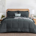 Hypoallergenic Cloud 7 Pieces Comforter Set with Sheets - Bed in a Bag with Comforter and All Season Sheets, Pillowcases,Dark Gray,Queen - Luxurious Quilted Duvet Cover Set - Default Title