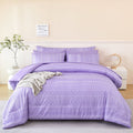 Hypoallergenic Cloud 8-Pieces Boho Bedding Set Full Lavender Striped Bed in a Bag for Girls Women Soft Fluffy Purple Comforter Set with Sh... - Luxurious Quilted Duvet Cover Set - Default Title