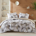 Heavyweight Warmth Full/Queen Size Comforter Set, Tan/Gray Bedding Set for All Seasons, 3-Piece Round Geometric Print Bedding Comforter Set - Cloud-Like Soft Lightweight Bed Comforter - Default Title