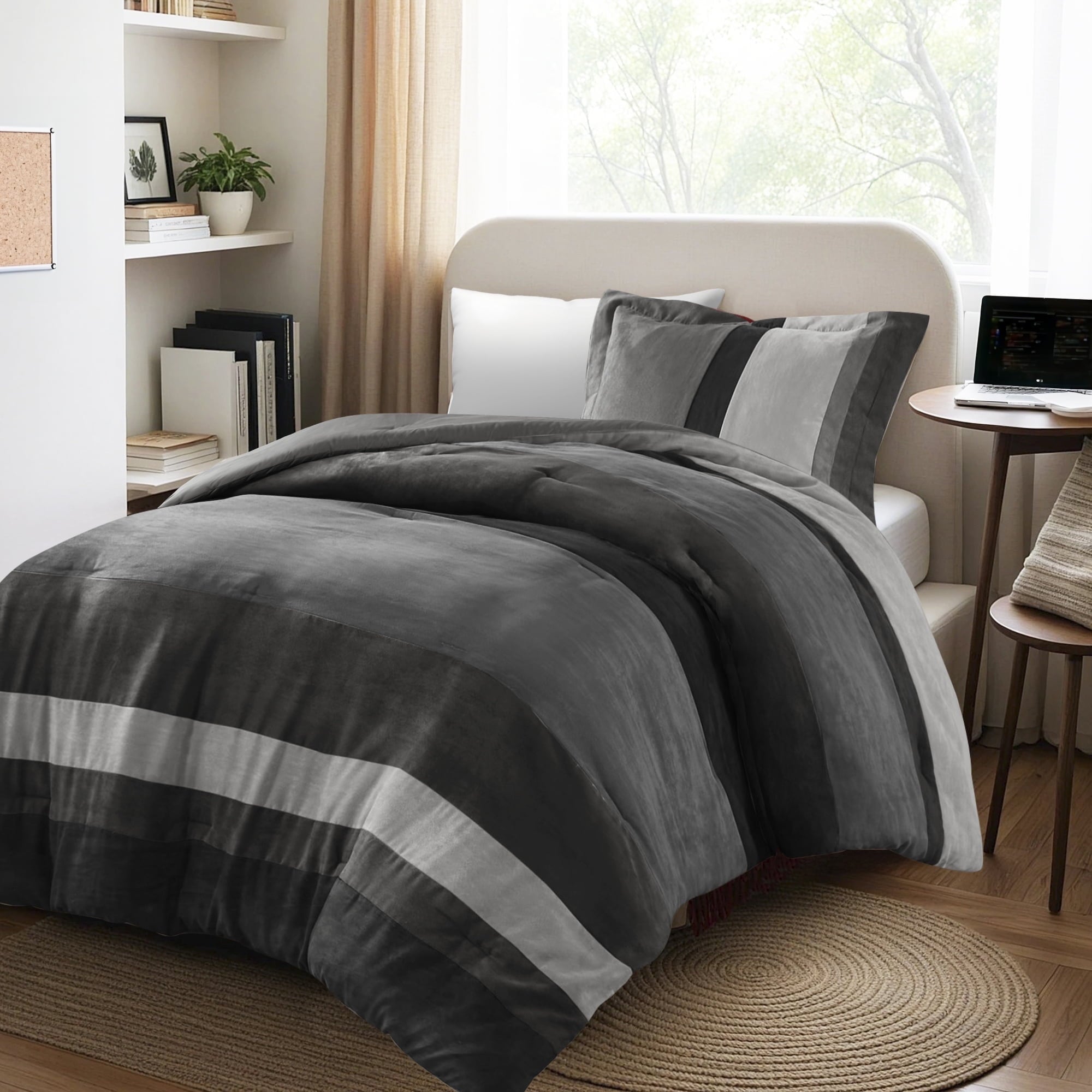 Hypoallergenic Cloud Twin/Twin XL Comforter Set Black, 2 Pieces Faux Suede Comforters Twin/Twin XL Size, Pieced Bedding Comforters Sets, C... - Luxurious Quilted Duvet Cover Set - Default Title