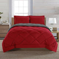 Hypoallergenic Cloud Reversible 3pc Comforter Set- Available In A Few Sizes And Colors , Full/Queen, Red/Gray - Luxurious Quilted Duvet Cover Set - Default Title