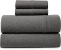 Cooling Sateen Jersey Sheet Set - 4 Pieces Queen Cotton Sheets Set - Stretchable Ultrasoft Luxury Knit Bed Linen (Dark Gray, Queen) - Premium Ultra-Soft Pillowcase Pair for Sleeping - Default Title