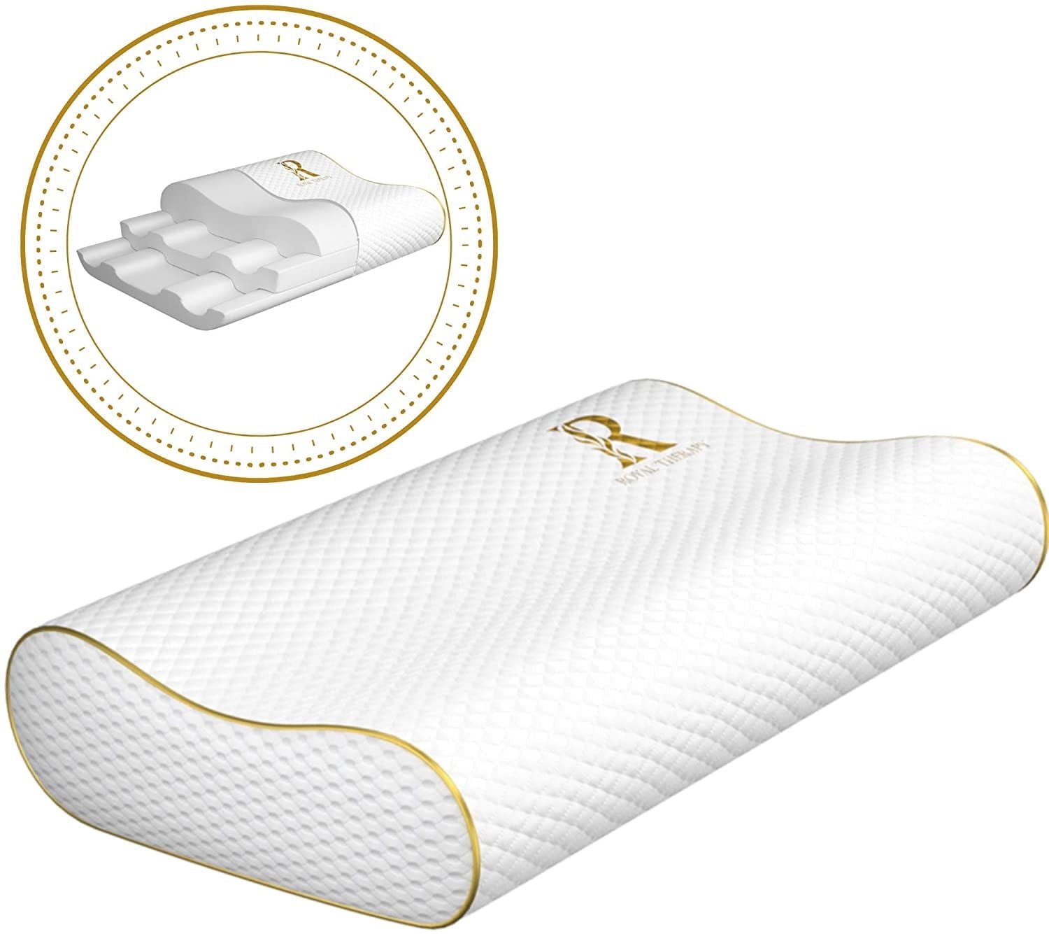 Decorative Plump Queen Memory Foam Pillow + Extra Pillowcase, Bed Pillow for Neck & Shoulders for Adult - Ergonomic Memory Foam Pillow for Neck Pain Support - Default Title