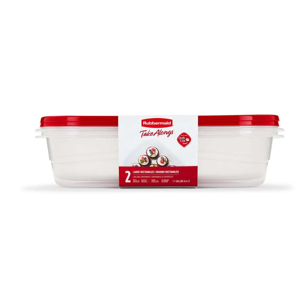 Whimsical Doughnut 1 Gallon, 2 Packs, Red, Large Rectangular Plastic Food Storage Containers - Playful Star & Heart Shaped Geometric NeeDoh - Default Title
