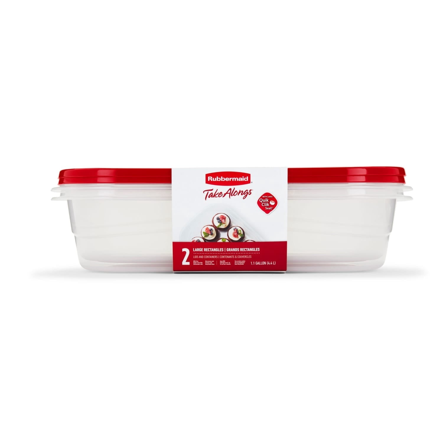 Whimsical Doughnut 1 Gallon, 2 Packs, Red, Large Rectangular Plastic Food Storage Containers - Playful Star & Heart Shaped Geometric NeeDoh - Default Title
