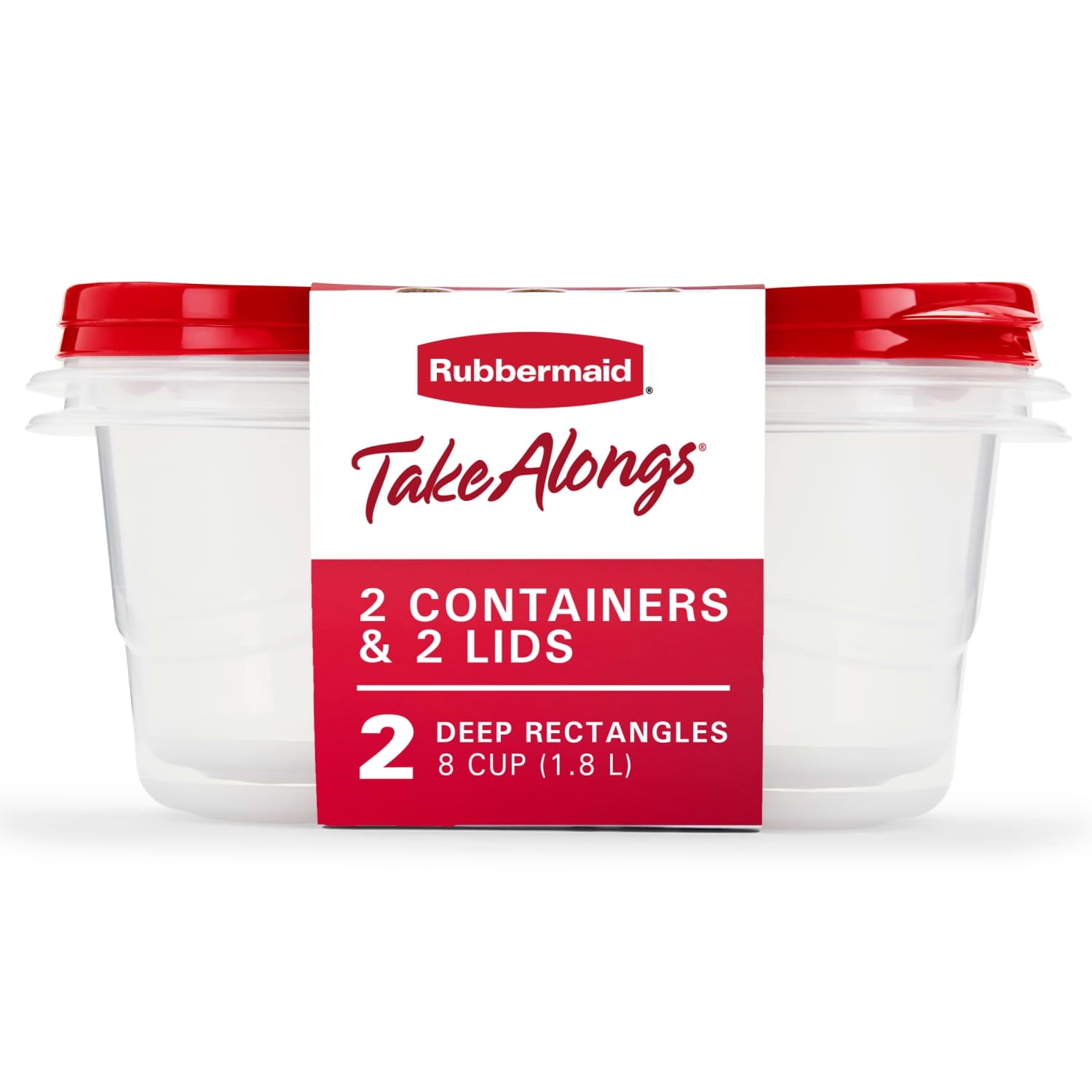 Deliciously Squishy 8 Cups, 2 Packs, Red, Plastic Deep Rectangle Food Storage Containers - Fun Food Fidget Cookie Squishable Toy - Default Title