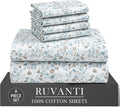 Breathable Luxury 6 Pcs Cotton Sheets - 100% Natural Cotton Soft, Lightweight & Breathable Crispy Percale Bed Sheets, King Size Sheets ... - Cooling Hotel Quality Bedding Sheets and Pillowcases - Default Title