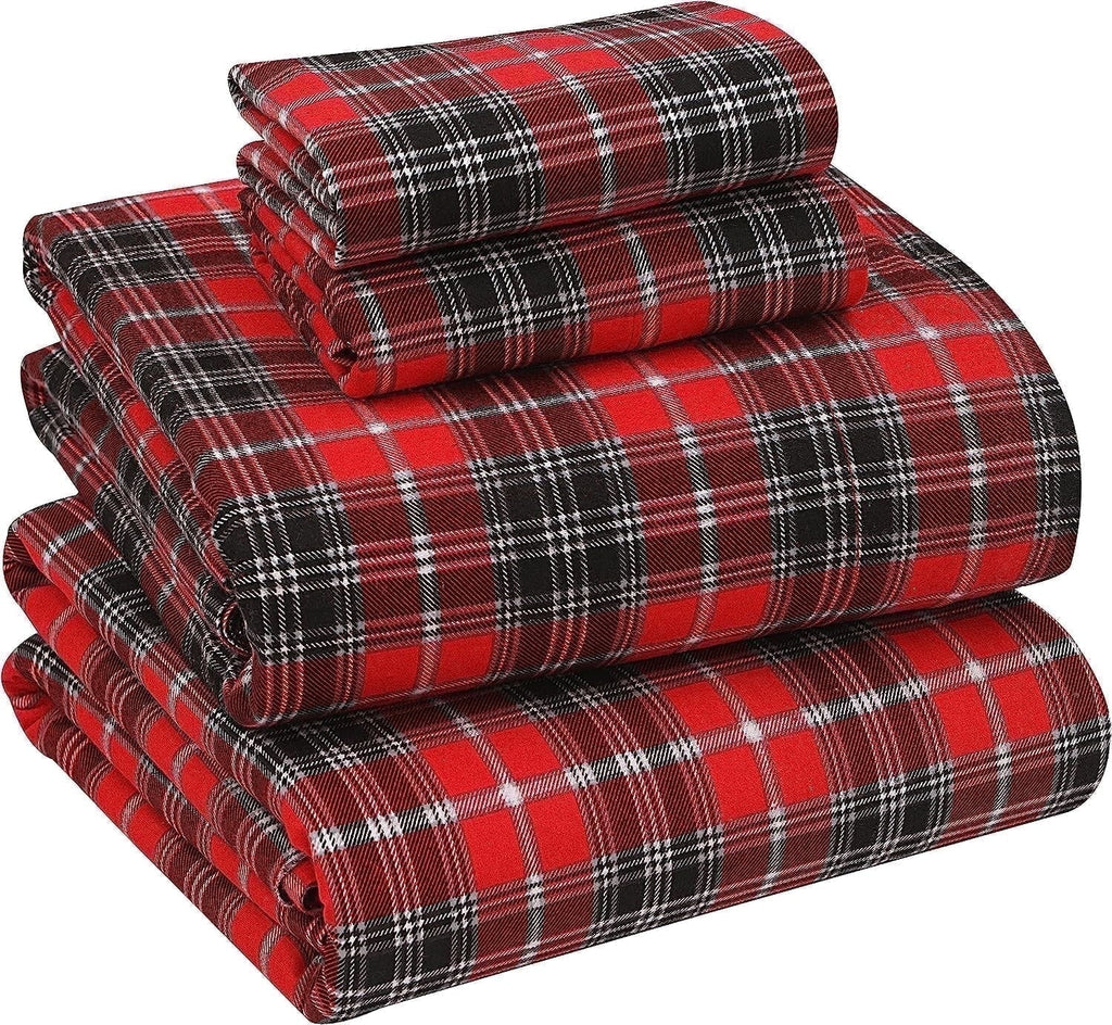 Breathable Luxury Flannel Sheets Queen Size - 100% Cotton Double Brushed Bed Sheets, Deep Pockets 16 Inches Queen Sheet Set, All Season... - Premium Ultra-Soft Pillowcase Pair for Sleeping - Default Title