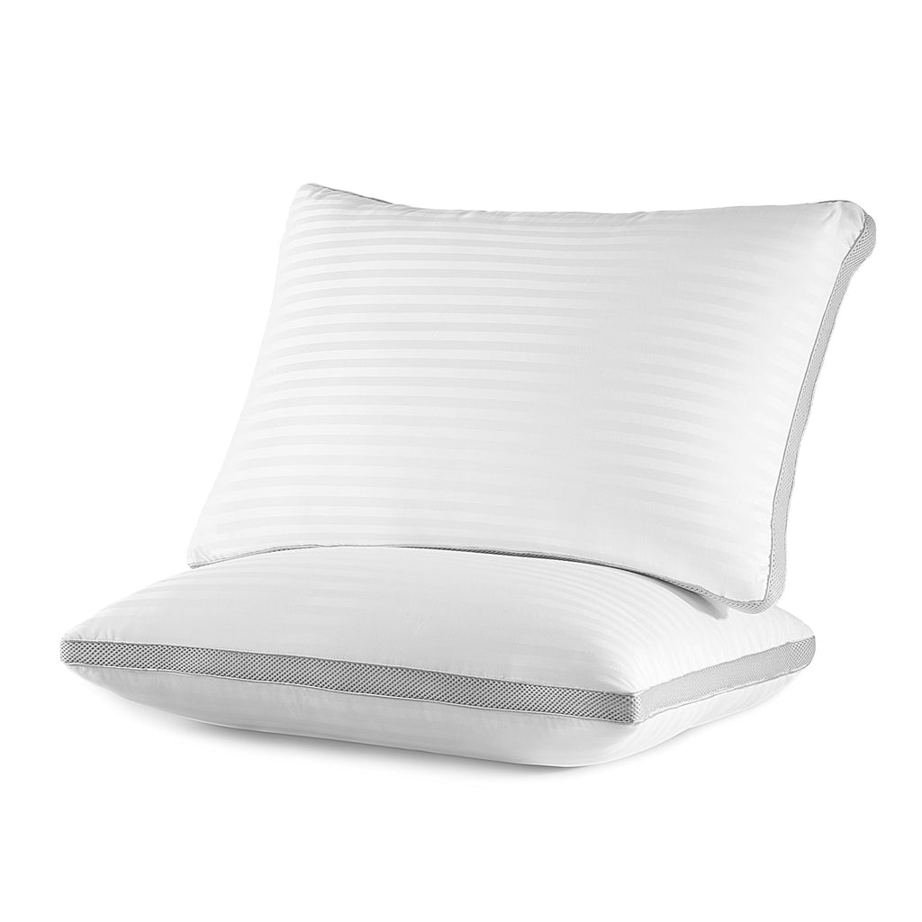 Hotel Collection Bed Pillows for Sleeping, Queen Size Set of 2, Sandwich Mesh with Breathable Sides, Premium Medium pillows for Back, ... - Decorative Throw Pillow Cushion for Sofa & Bed - Default Title