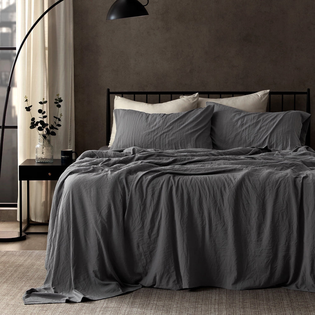 Breathable Luxury Bed Sheets - Full Size Bed Sheets - Washed Microfiber - 4 Piece Hotel Luxury Bedding Sheets with Fitted Sheet, Flat S... - Cooling Hotel Quality Bedding Sheets and Pillowcases - Default Title