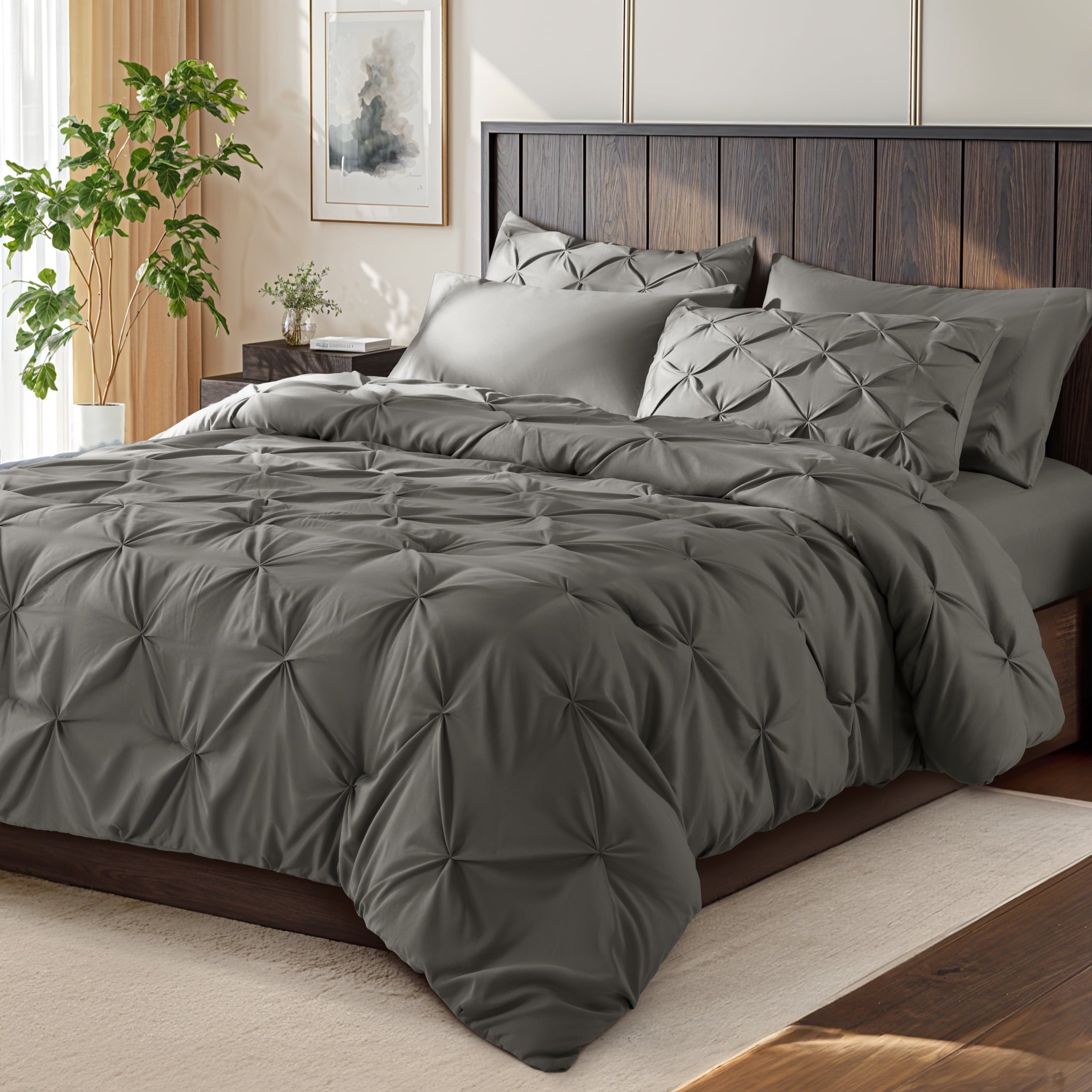 Hypoallergenic Cloud Queen Comforter Set, 7 Pieces Bedding Sets for All Season, Bed in a Bag with Pleated Comforter - Flat Sheet & Fitted ... - Hypoallergenic Ultra-Fluffy Quilt for Winter - Default Title