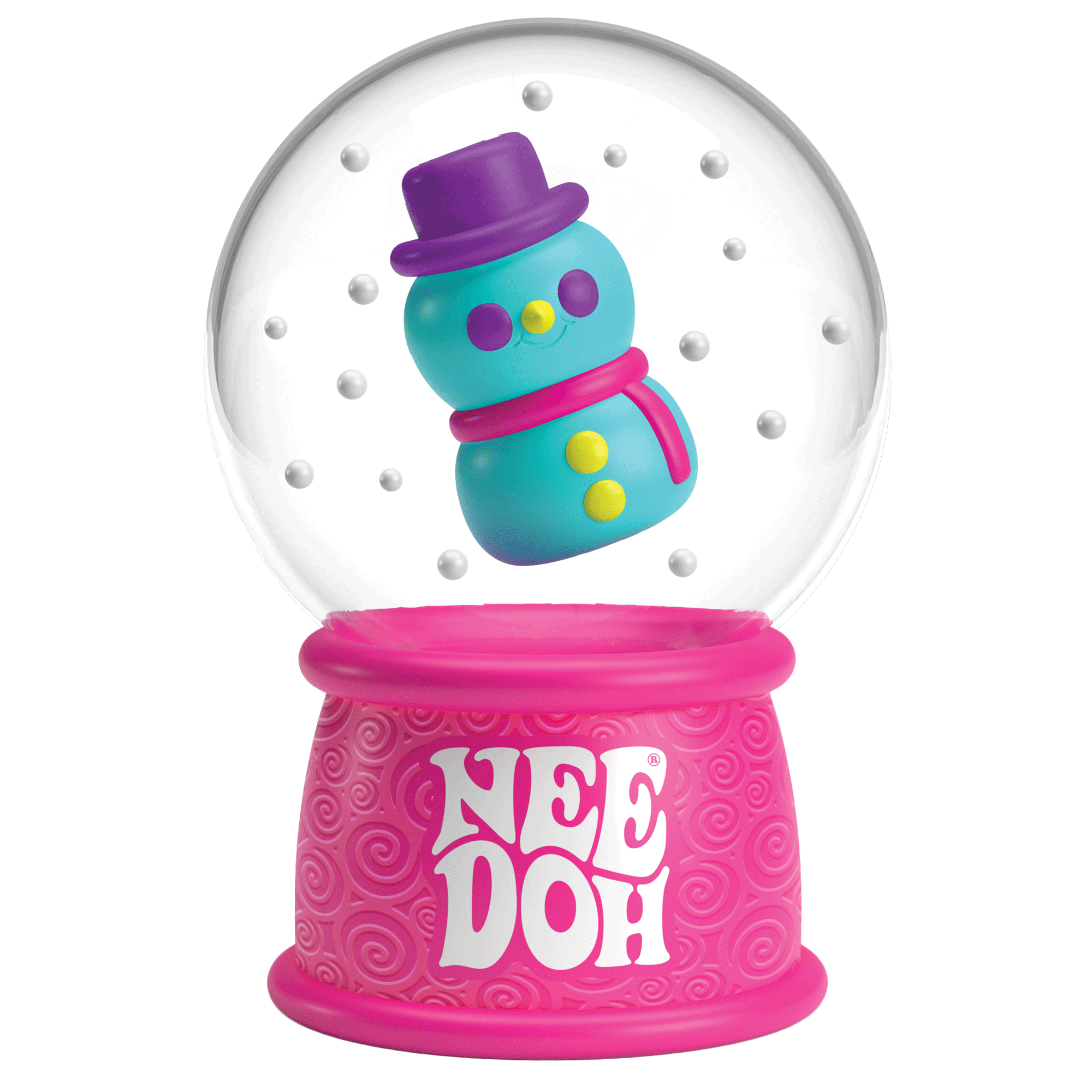 Satisfying Crunch NeeDoh Squish N Flow Snow Globe | Signature Moonlit Lane - Crystal Clear Squishable Ice Cube NeeDoh Detail