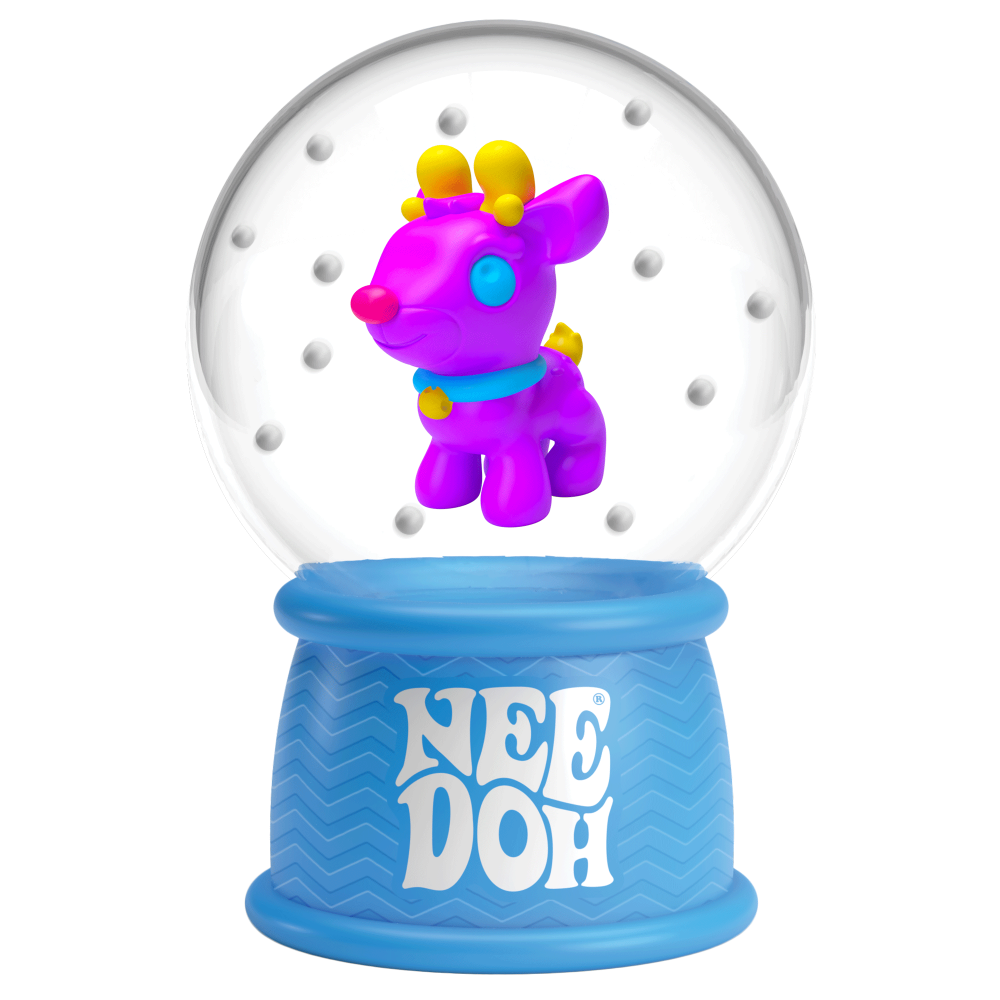 Satisfying Crunch NeeDoh Squish N Flow Snow Globe | Signature Moonlit Lane - Crystal Clear Squishable Ice Cube NeeDoh Detail