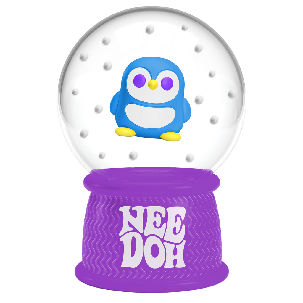 Satisfying Crunch NeeDoh Squish N Flow Snow Globe | Signature Moonlit Lane - Crystal Clear Squishable Ice Cube NeeDoh Detail