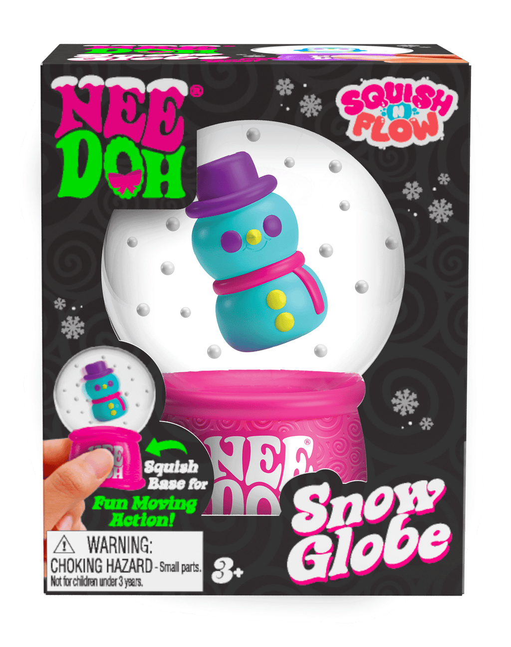 Satisfying Crunch NeeDoh Squish N Flow Snow Globe | Signature Moonlit Lane - Crystal Clear Squishable Ice Cube NeeDoh Detail