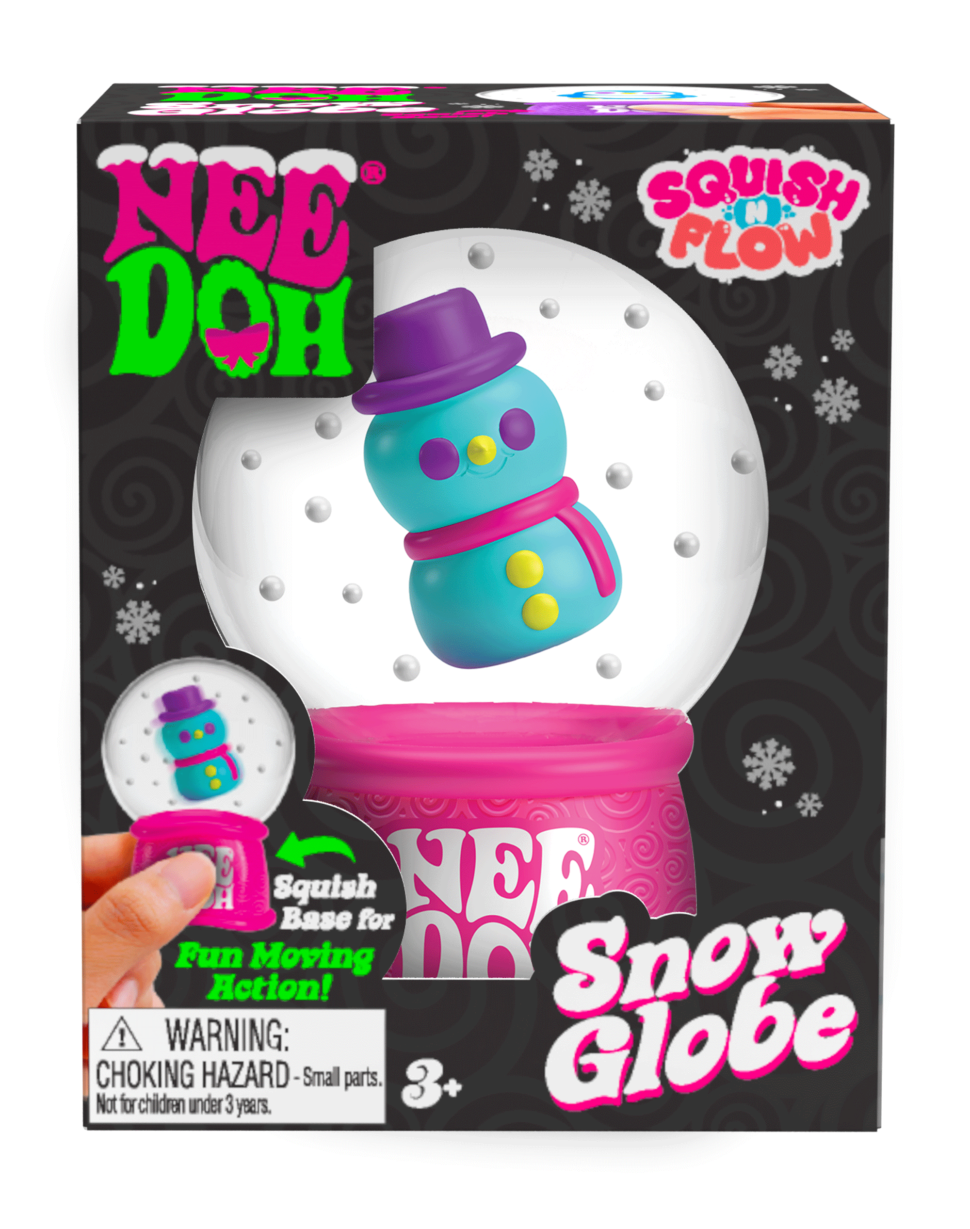 Satisfying Crunch NeeDoh Squish N Flow Snow Globe | Signature Moonlit Lane - Crystal Clear Squishable Ice Cube NeeDoh Detail