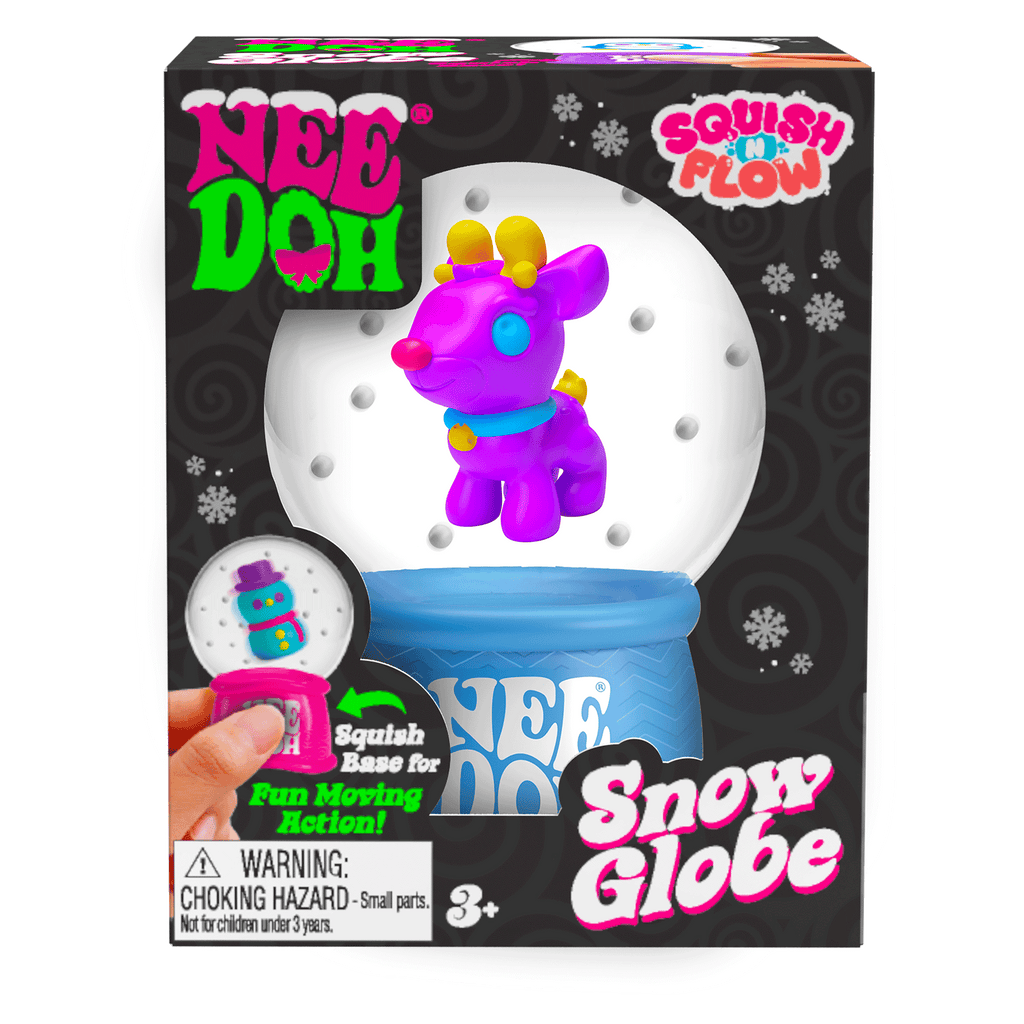 Satisfying Crunch NeeDoh Squish N Flow Snow Globe | Signature Moonlit Lane - Crystal Clear Squishable Ice Cube NeeDoh Detail
