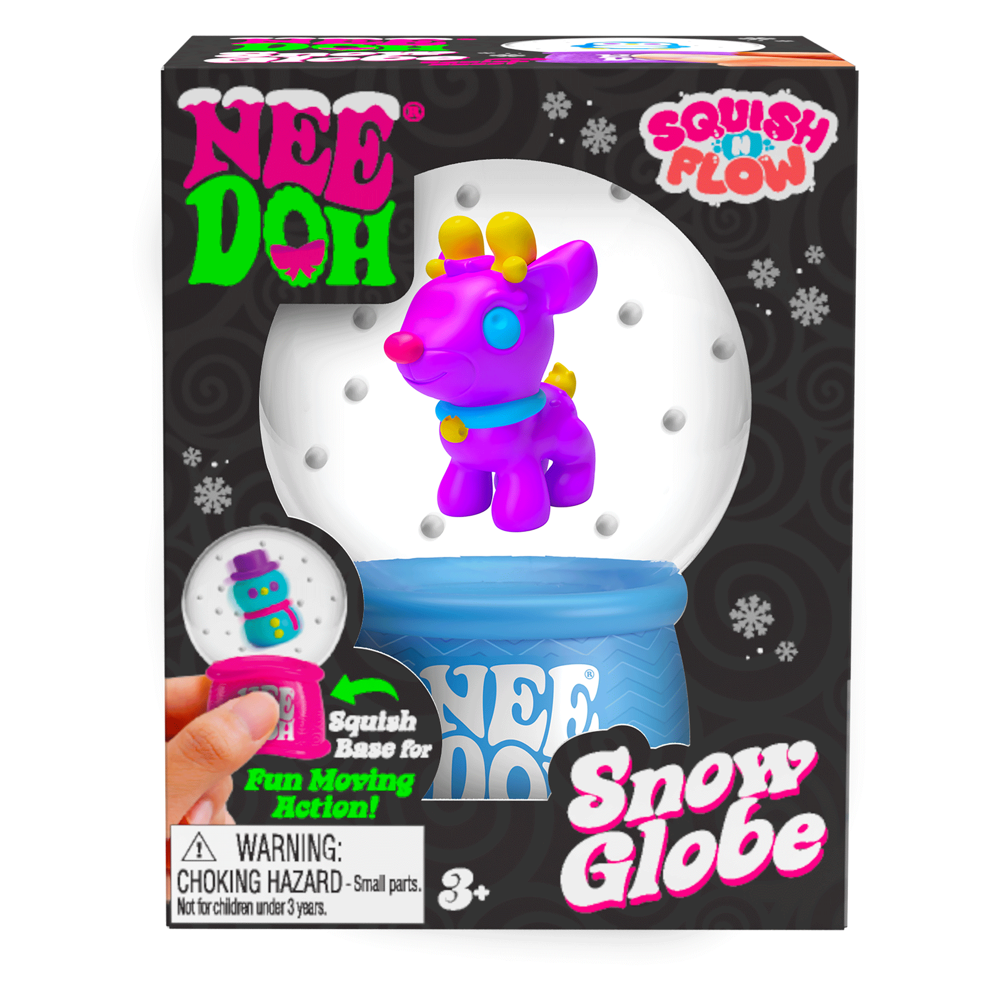 Satisfying Crunch NeeDoh Squish N Flow Snow Globe | Signature Moonlit Lane - Crystal Clear Squishable Ice Cube NeeDoh Detail