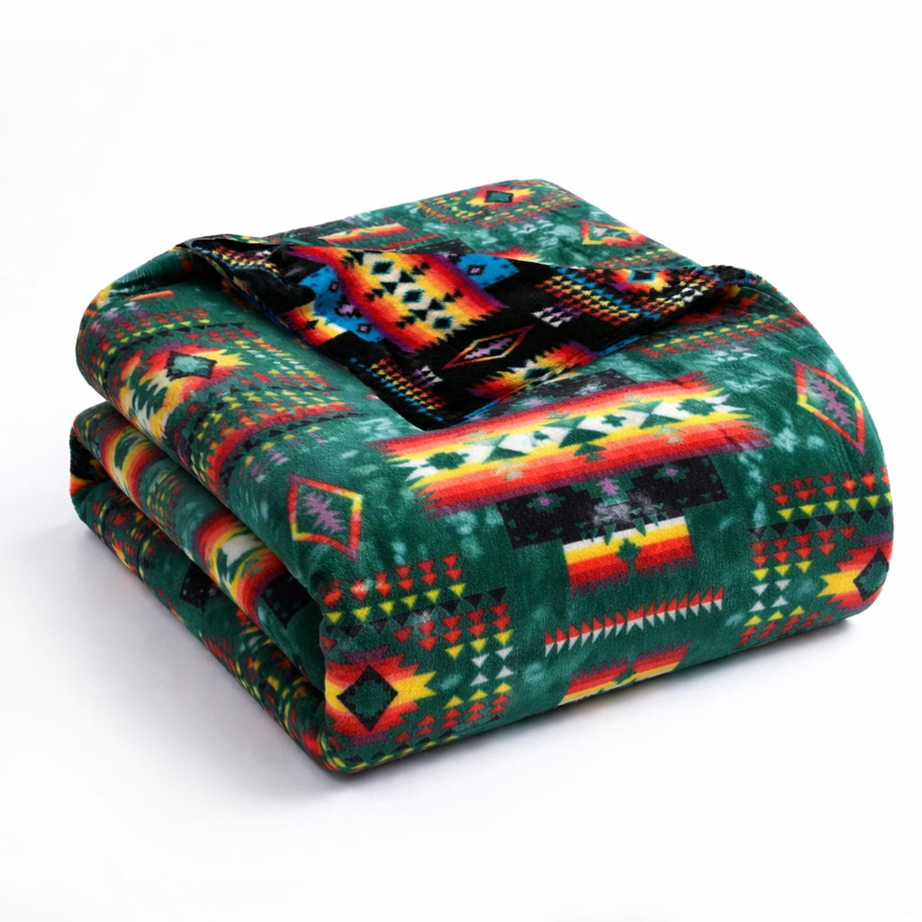 Super Soft Flannel Sacred Thread Fleece Blanket South Western, Reversible Mexican, Vibrant Aztec Blankets and Throws for Aztec Decor for... - Super Soft Reversible Sherpa Flannel Blanket - Default Title