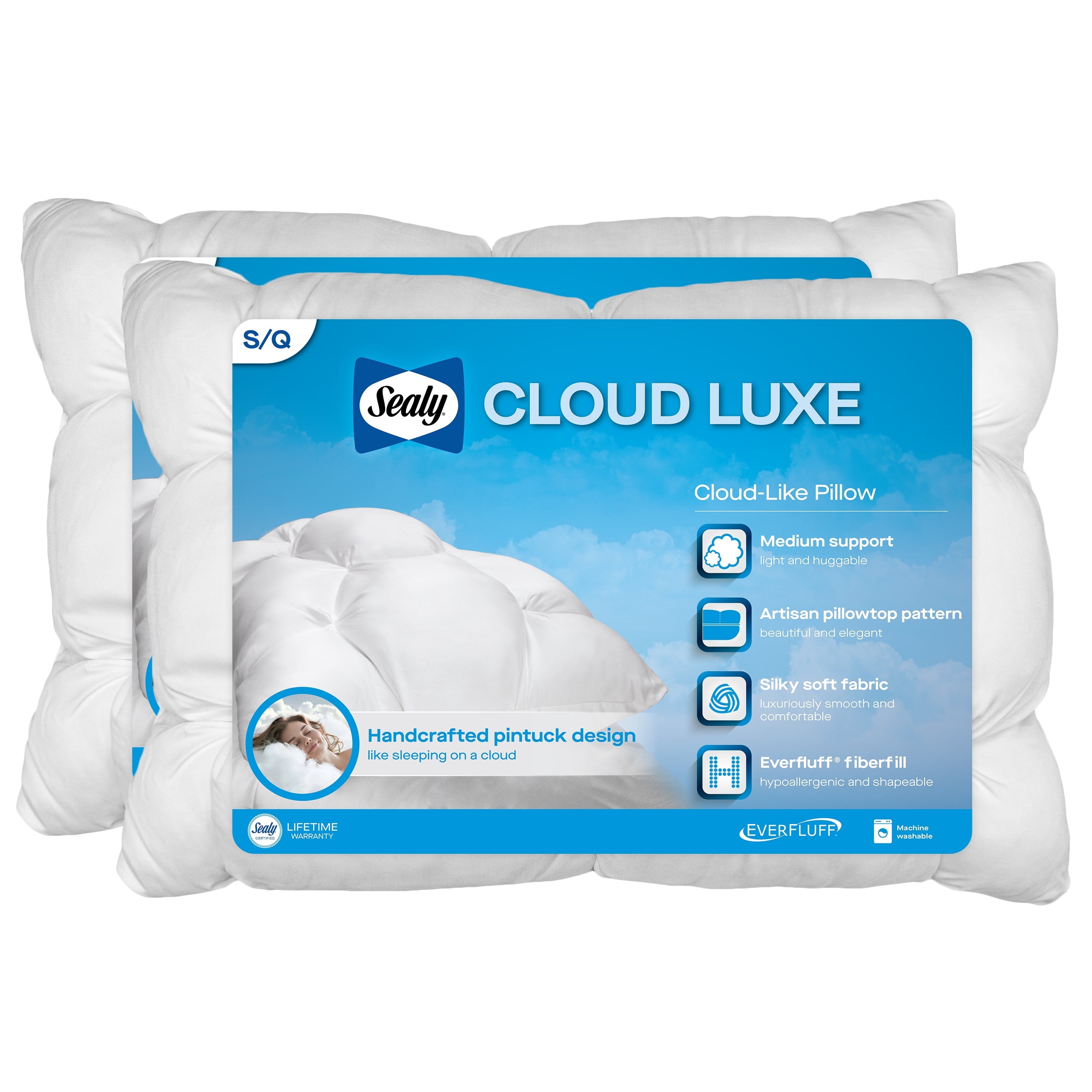 Fluffy Shredded Down Alternative Cloud Luxe Bed Pillows, Standard/Queen - Adaptive Huggable Core (2 Pack) - Orthopedic Shredded Foam Bed Pillow Set - Default Title