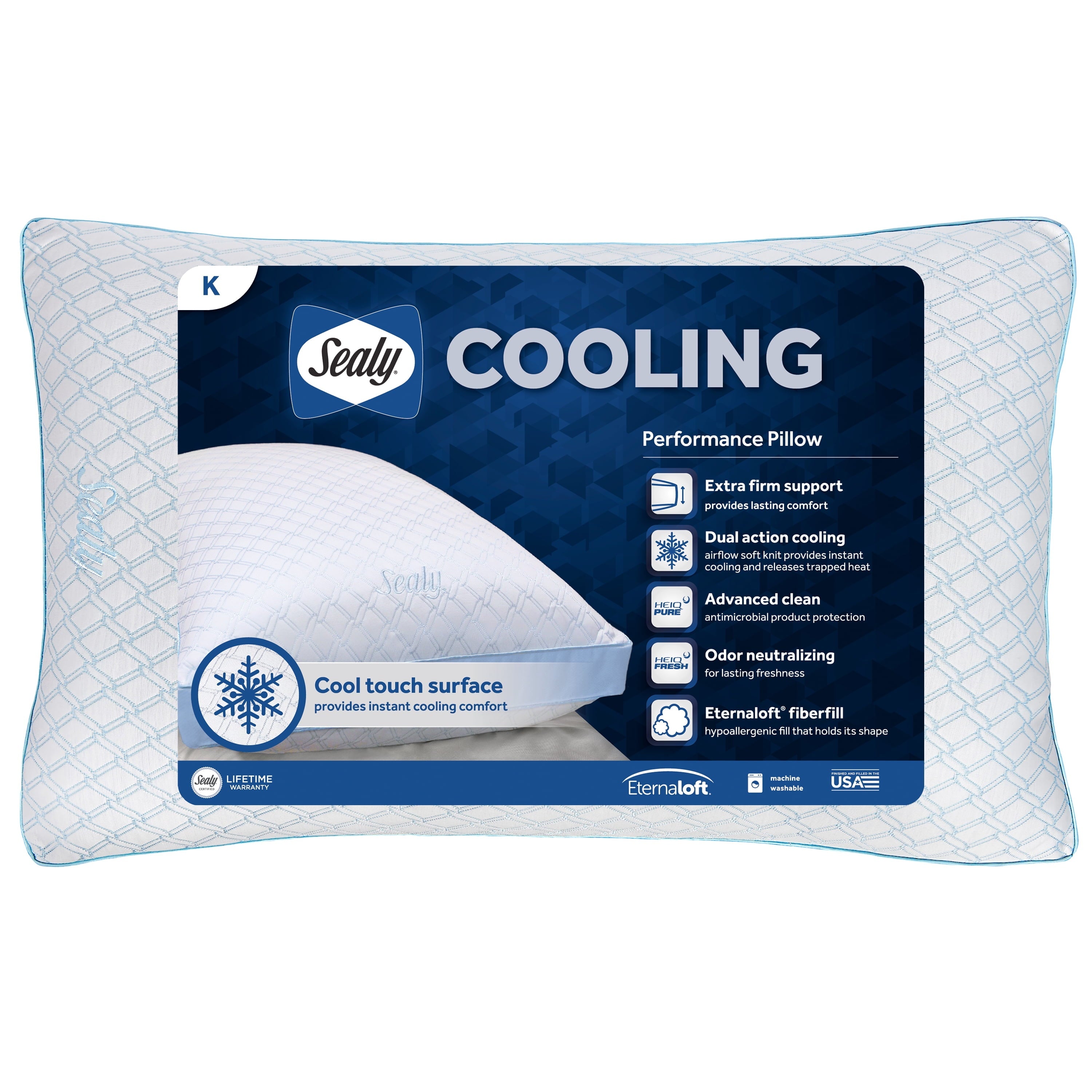 Hotel Collection Cooling Performance Odor Neutralizing Extra Firm Support Machine Washable Pillow, King - Orthopedic Shredded Foam Bed Pillow Set - Default Title