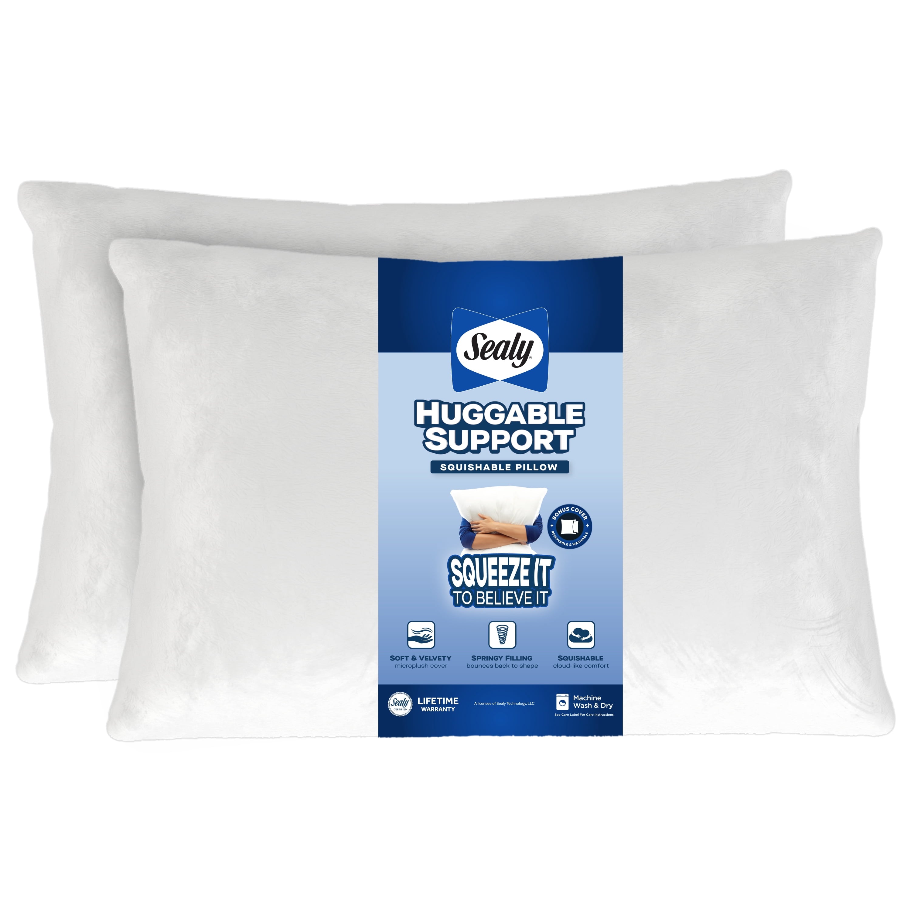 Decorative Plump Huggable Support Bed Pillow, Standard- Soft Velvety Cover, Squishable Comfort (2 Count) - Ergonomic Memory Foam Pillow for Neck Pain Support - Default Title
