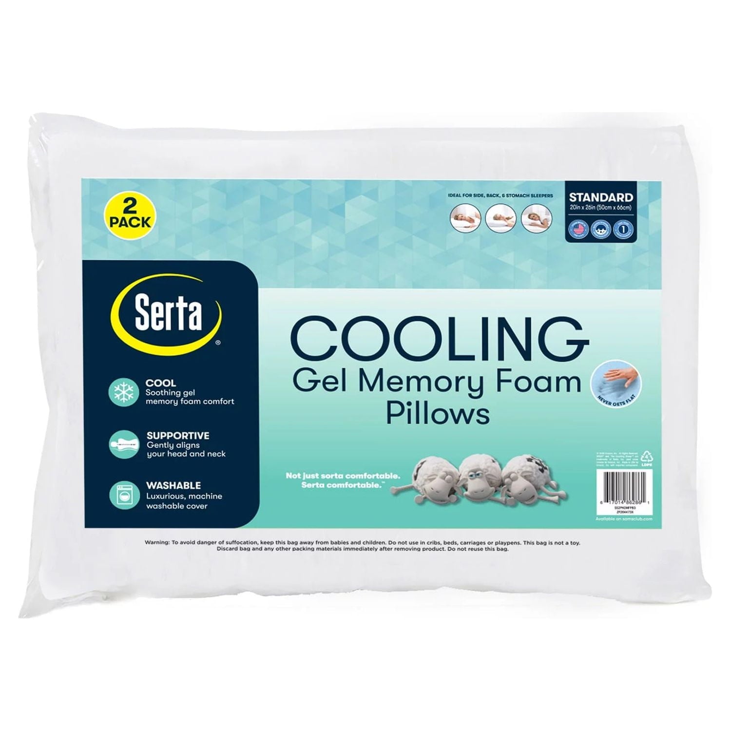 Ergonomic Memory Foam Cooling Gel Memory Foam Bed Pillow, Set of 2 - Hotel Quality Plush Sleeping Pillows - Default Title