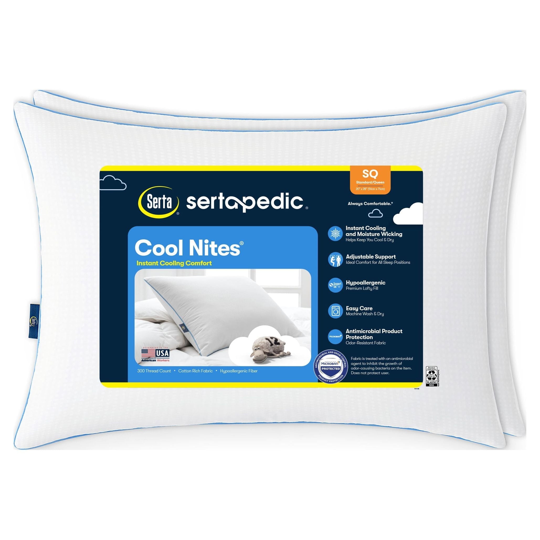 Hotel Collection Cool Nites Bed Pillow, Standard/Queen, 2 Pack - Ergonomic Memory Foam Pillow for Neck Pain Support - Default Title
