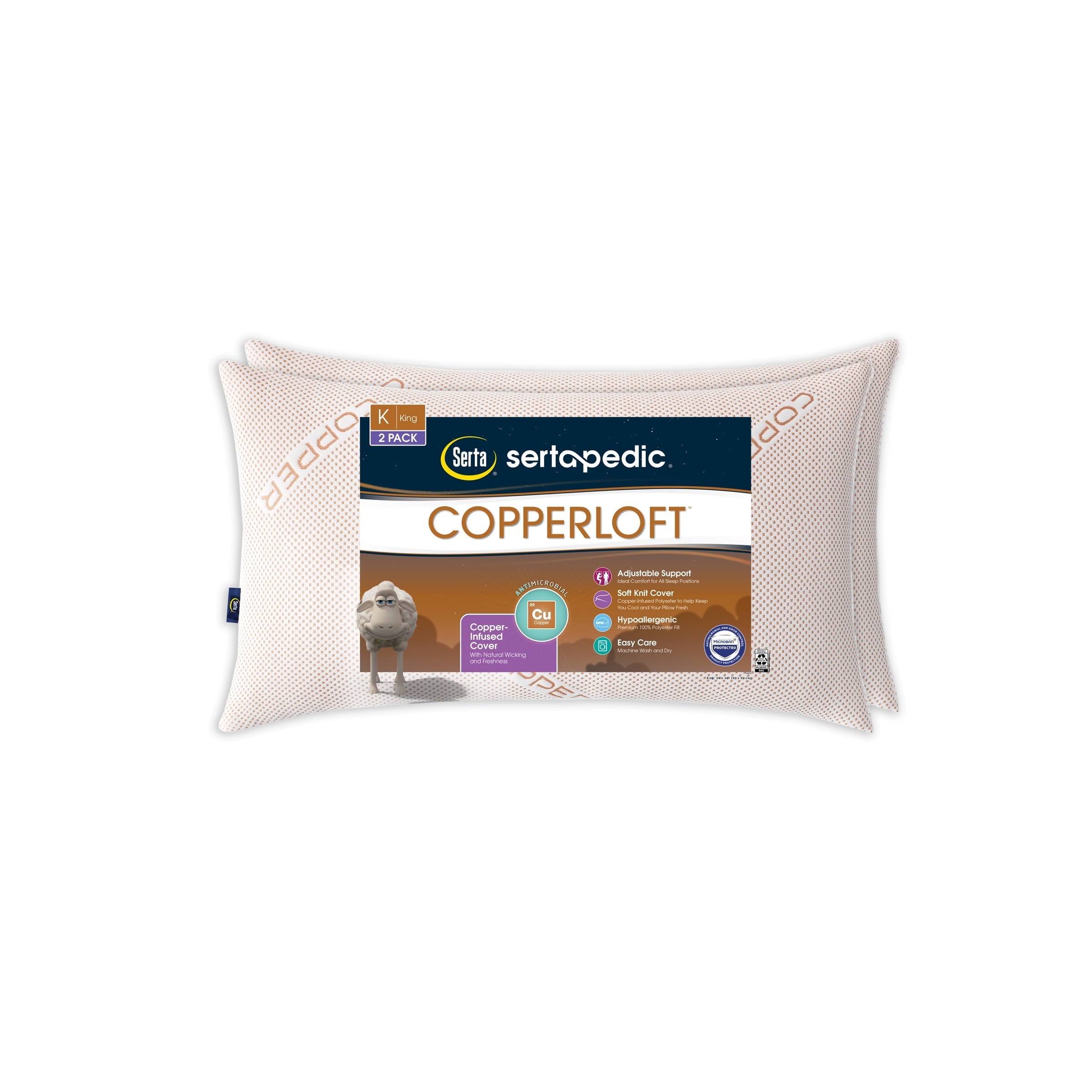 Fluffy Shredded Copperloft King Bed Pillow, 2 Pack, Hypoallergenic - Orthopedic Shredded Foam Bed Pillow Set - Default Title