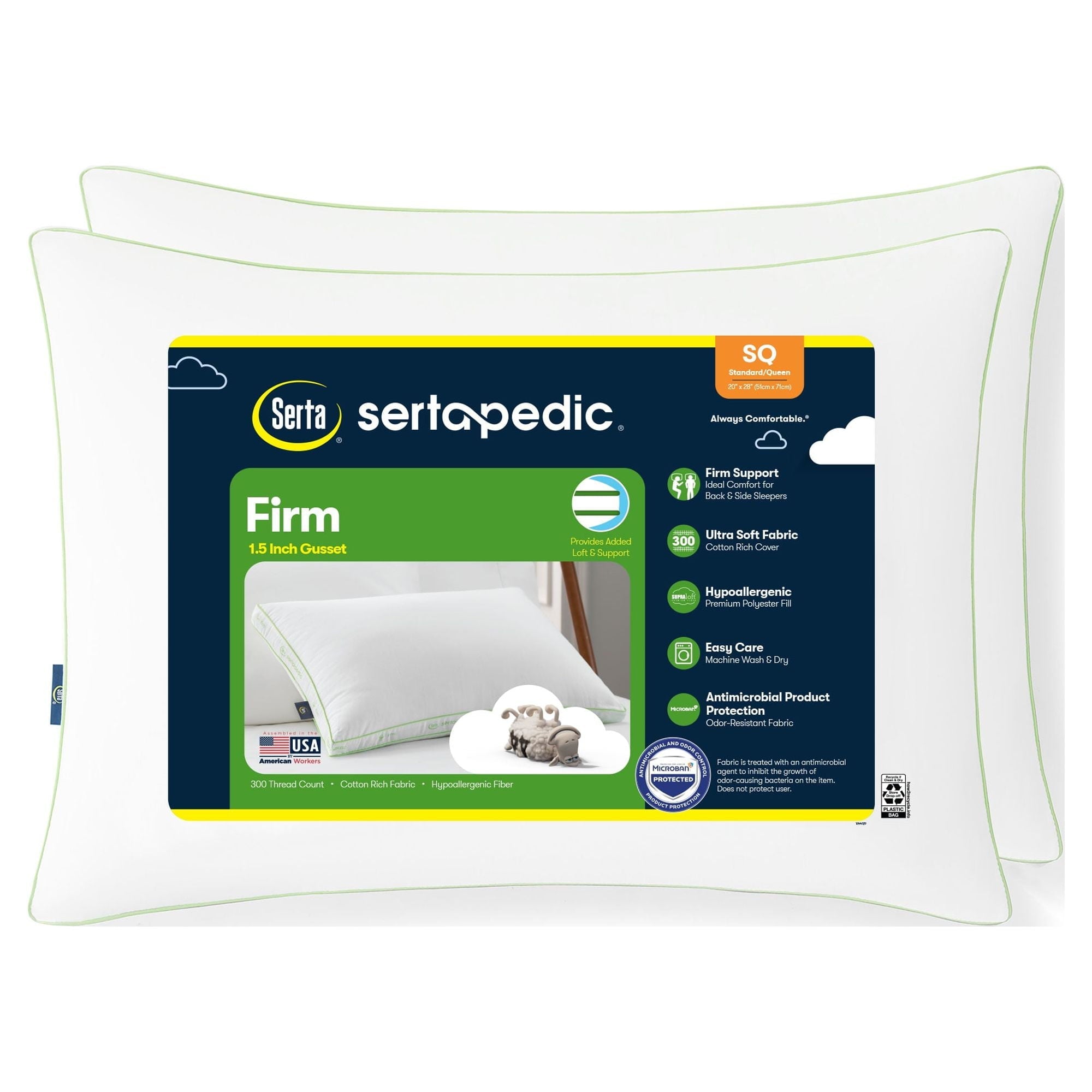 Hotel Collection Firm Bed Pillow, Standard/Queen, 2 Pack - Hotel Quality Plush Sleeping Pillows - Default Title