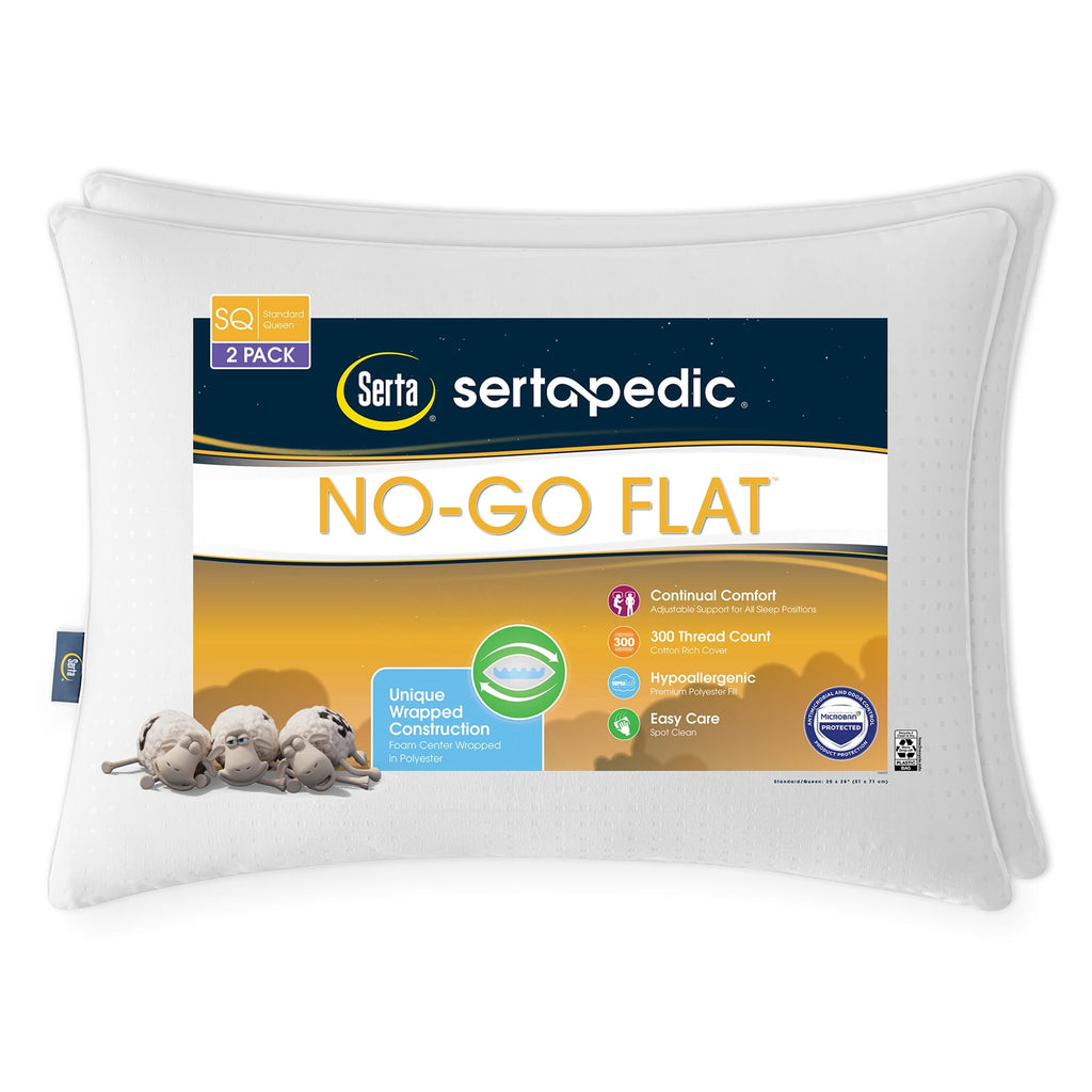 Ergonomic Memory Foam pedic No-Go-Flat Bed Pillow, Standard/Queen, 2 Pack - Ergonomic Memory Foam Pillow for Neck Pain Support - Default Title