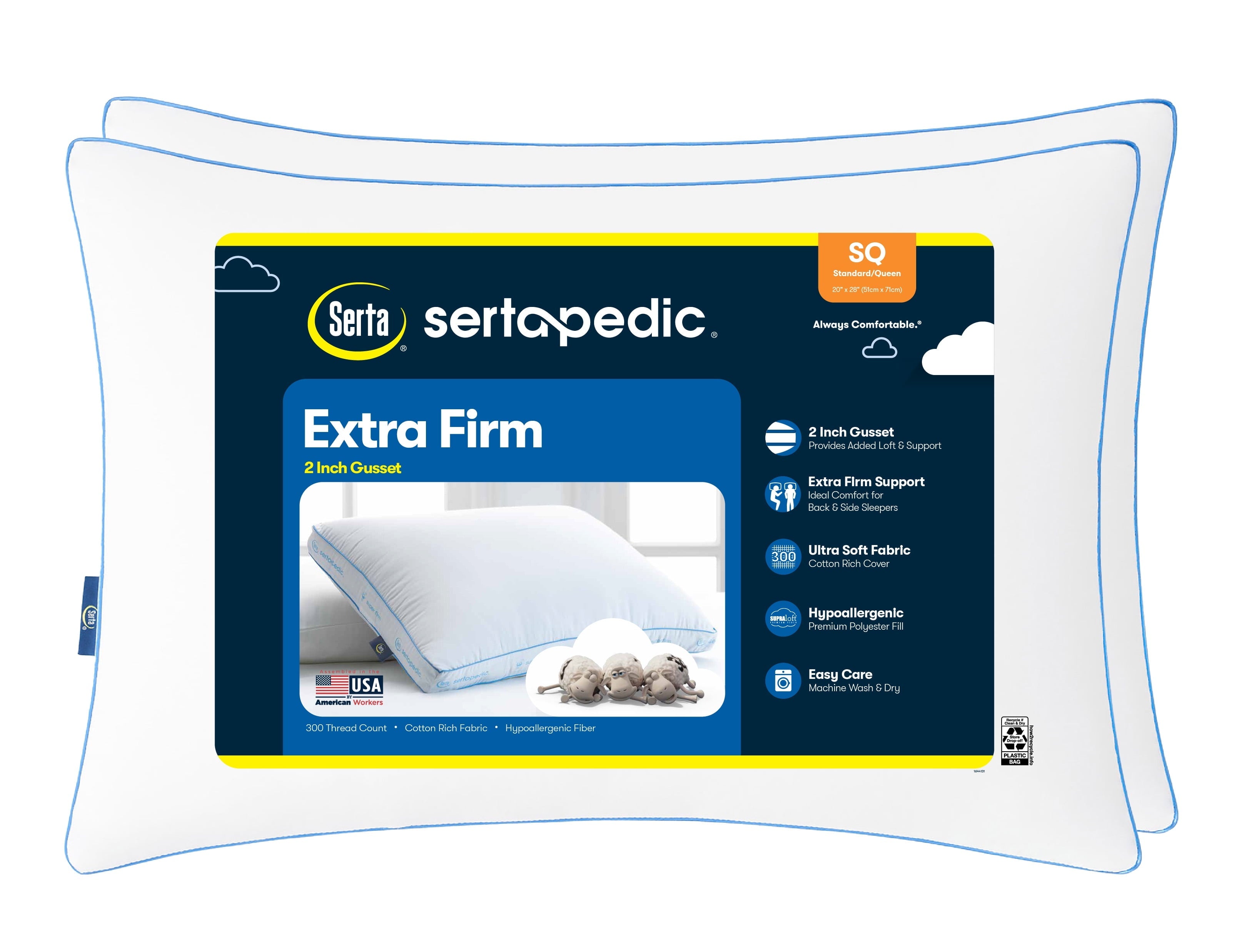 Orthopedic Support Extra Firm Pillow, Standard/Queen, 2 Pack, Hypoallergenic - Orthopedic Shredded Foam Bed Pillow Set - Default Title